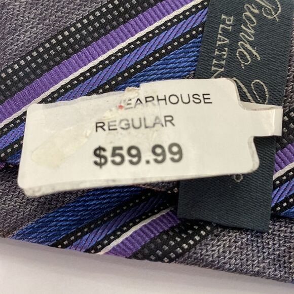 ProntoUomo platinum Mens wearhouse gray blue black lavender stripe X long - Picture 5 of 7